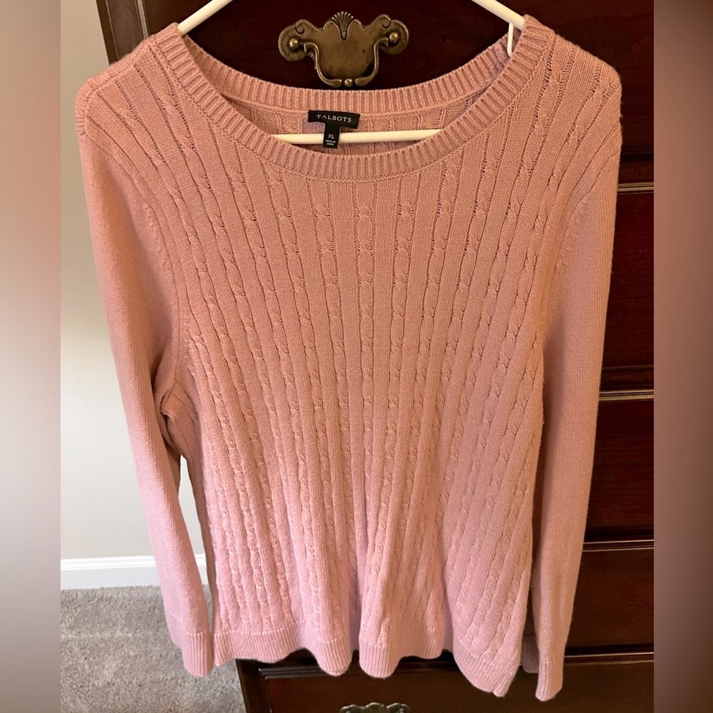 EUC—WORN ONCE! Talbots Beautiful 🌸Blush Pink🌸 Cable Knit Sweater—Size—XL